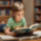 Illustration of a young child engrossed in reading an interactive early reader book