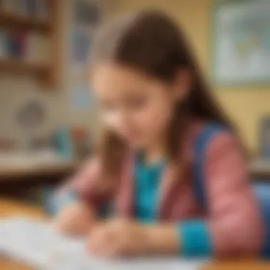 Elementary school student engaged in educational game