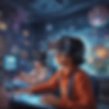 Immersive Virtual Learning Kids exploring a virtual reality educational game