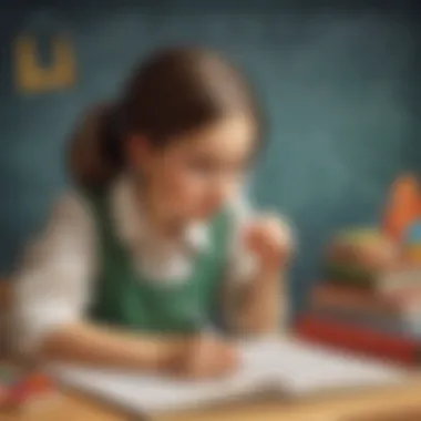 Engaging Critical Thinking in Math Illustration of a child solving a complex math problem with a critical thinking mindset