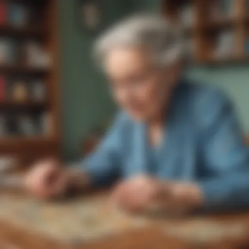 Elderly woman solving a complex puzzle