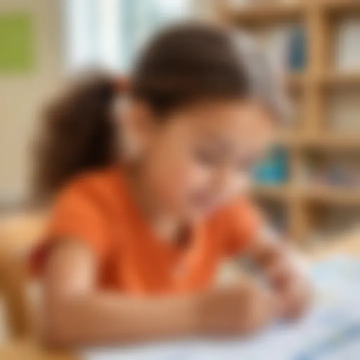 Young child engaging with PreK homework sheet