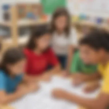 Collaborative Learning Environment with Subtraction Worksheets Group of students collaborating on subtraction worksheet