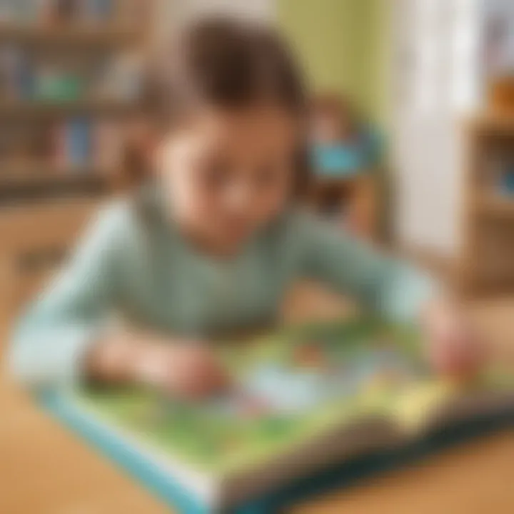 Kindergarten child exploring a pop-up book