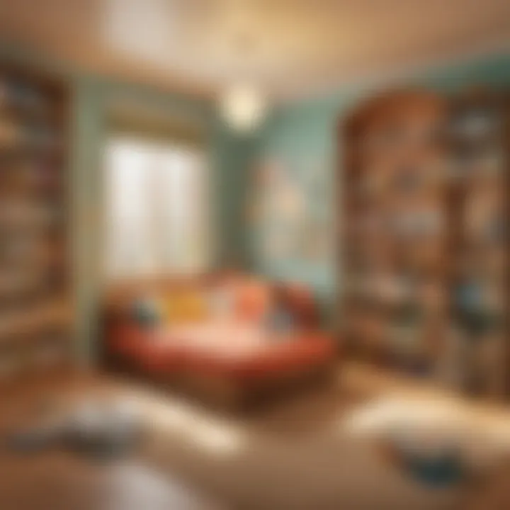 Kindergarten reading corner with diverse books