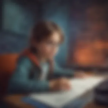 Child engrossed in a math-themed video game