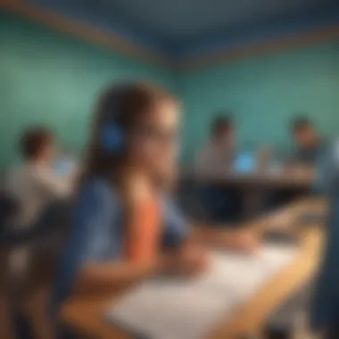 Immersive Virtual Math Environment for 3rd Graders Young student engaged in virtual math class