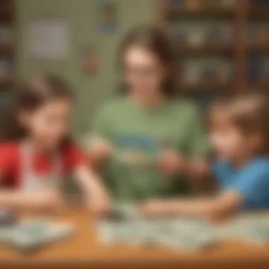 Innovative Money Addition Learning for Children Creative illustration of kids learning about adding money