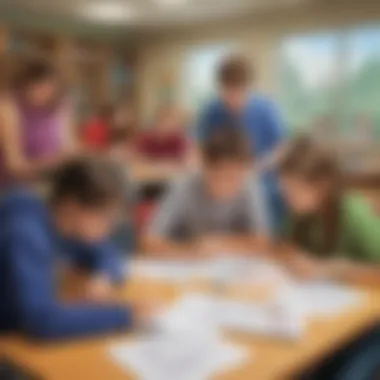 Collaborative Problem-Solving Environment for Students Group of young students collaborating on a math challenge