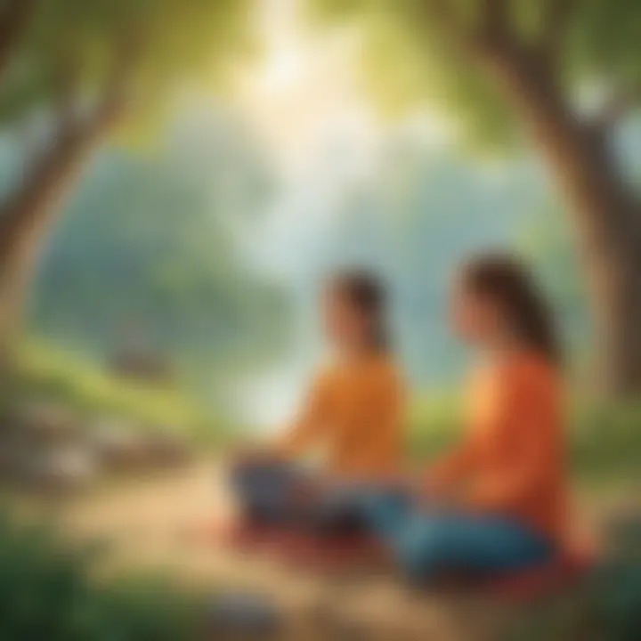 Young learners practicing mindfulness in a peaceful setting