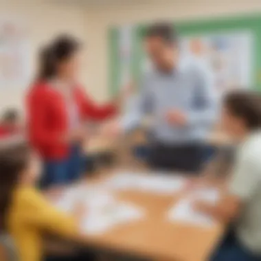 Teacher facilitating a communication activity in the classroom