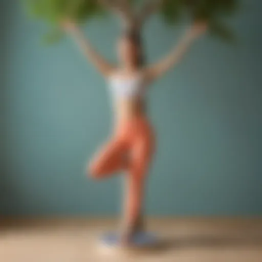 Young student in Tree Pose yoga position