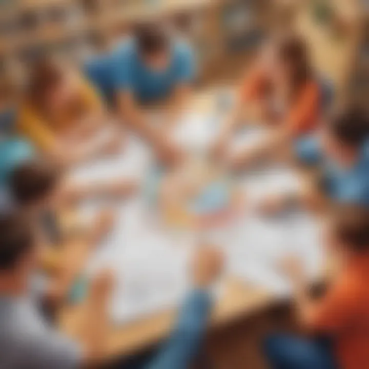 Illustration of students brainstorming together