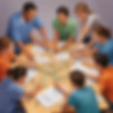 Unity in Action Illustration of students working on a team-building activity