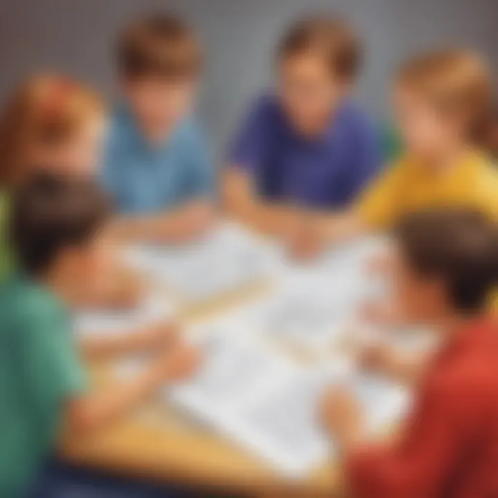 Illustration of a group of children engaging in vocabulary practice