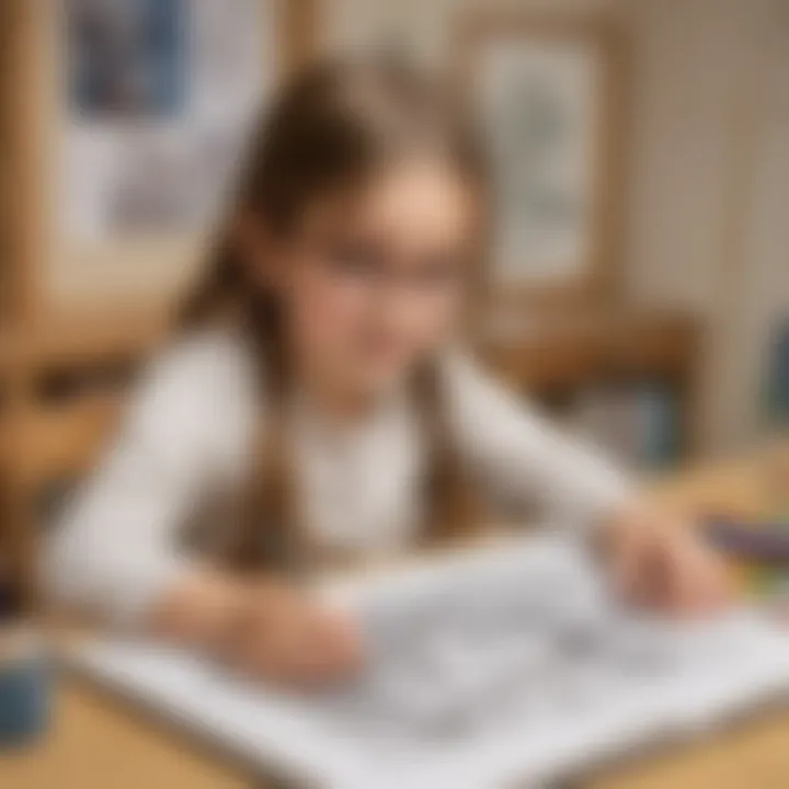 Elementary school child immersed in drawing activity