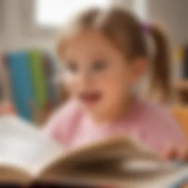 Enthusiastic Kindergartener Reading Illustration showing a young child engaged in reading an easy book with enthusiasm