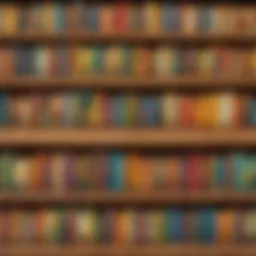 Colorful collection of first-grade books on a wooden shelf