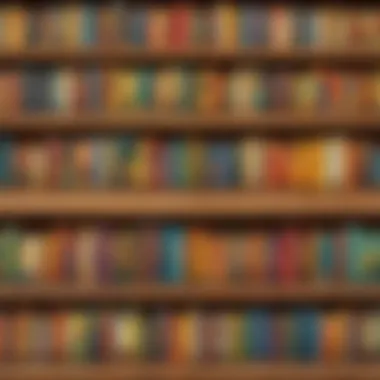 Colorful collection of first-grade books on a wooden shelf