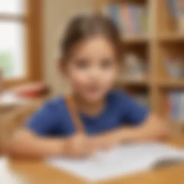 Illustration of a young child engaging in a word building activity