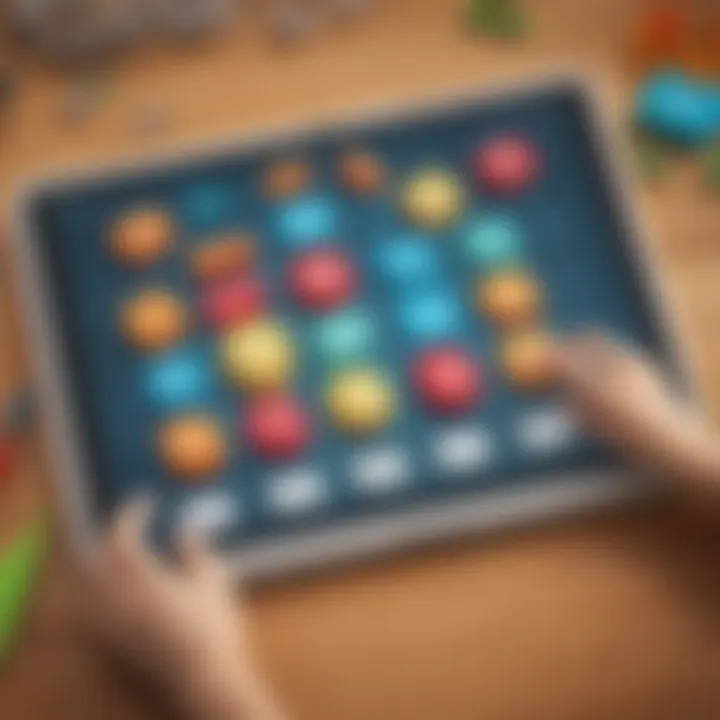 A digital tablet displaying an interactive math game designed for young learners.