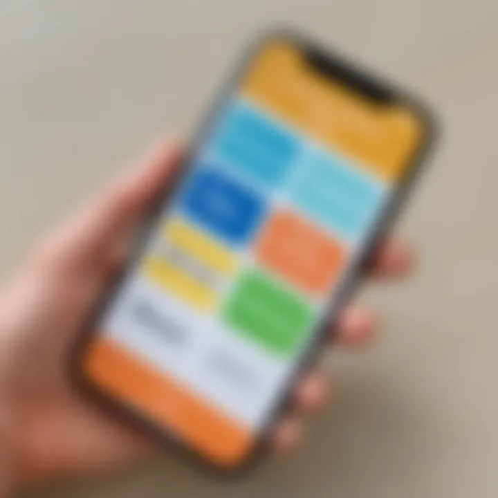 Close-up of a smartphone displaying sight word flashcards