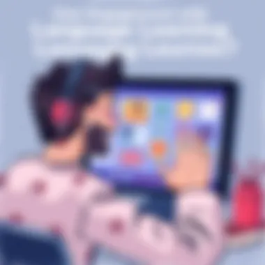 User Engagement with Language Learning Applications User engaging with a language learning app interface