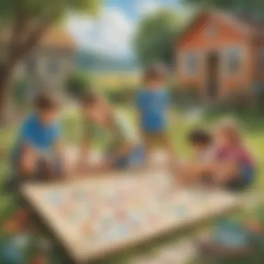 Children engaged in a fun math activity outdoors