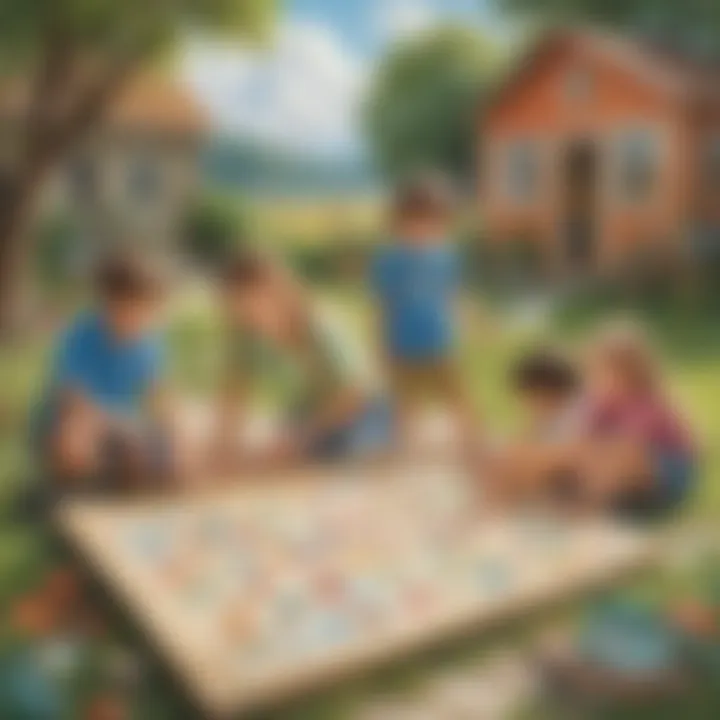 Children engaged in a fun math activity outdoors