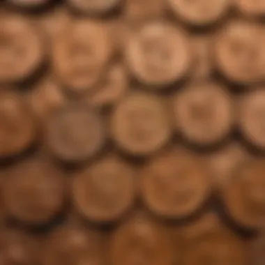 Evolution of Penny Coins Macro shot of historical pennies showcasing evolution over time