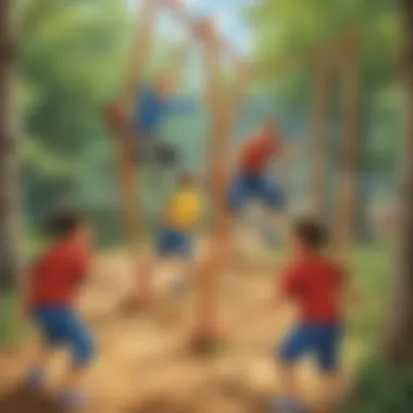 Thrilling Obstacle Challenge for Elementary Students Children participating in a dynamic obstacle course