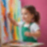 Child painting on canvas with vibrant colors