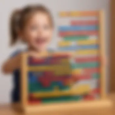 Happy child using abacus to learn addition and subtraction