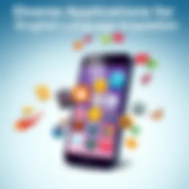An overview of different language learning applications displayed on a smartphone