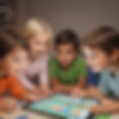 Collective Learning Experience Group of toddlers engaged in a digital learning game
