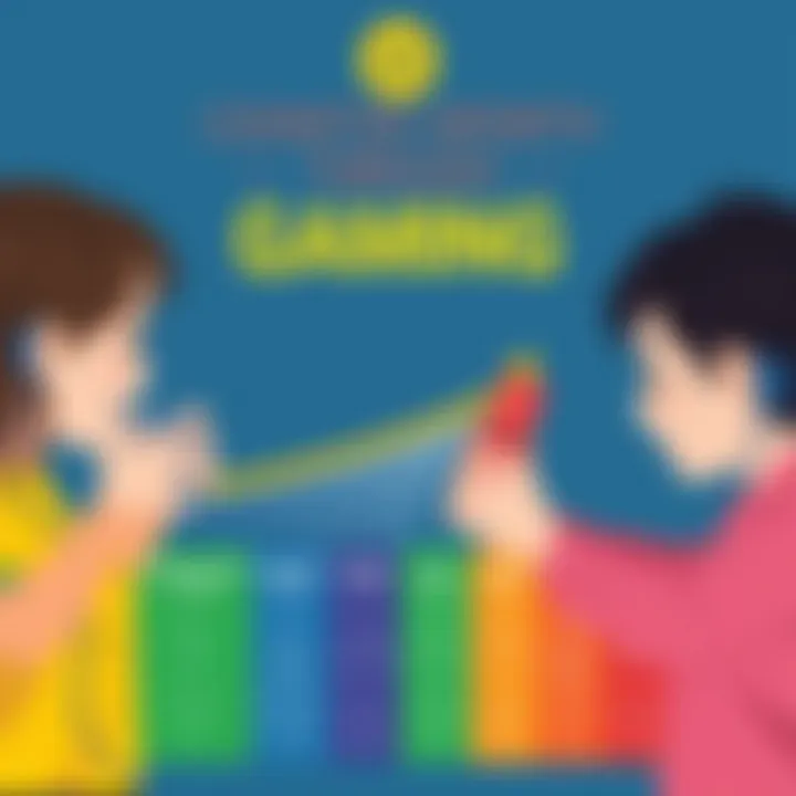 Cognitive Growth Through Gaming Colorful charts illustrating cognitive development milestones that can be achieved through gaming.
