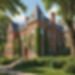 Ivy-covered historic boarding school building