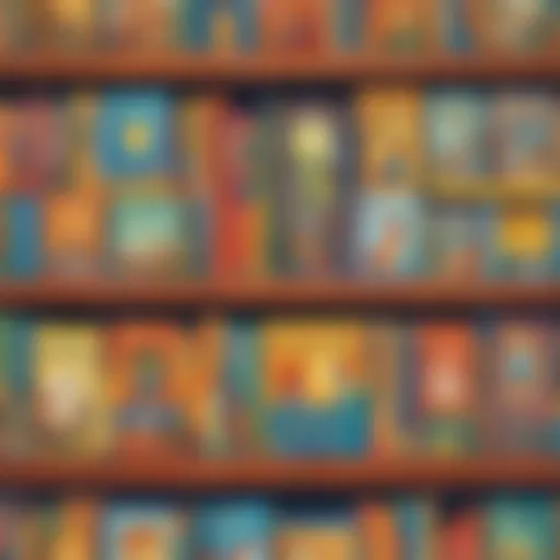 Colorful children's story books on a shelf