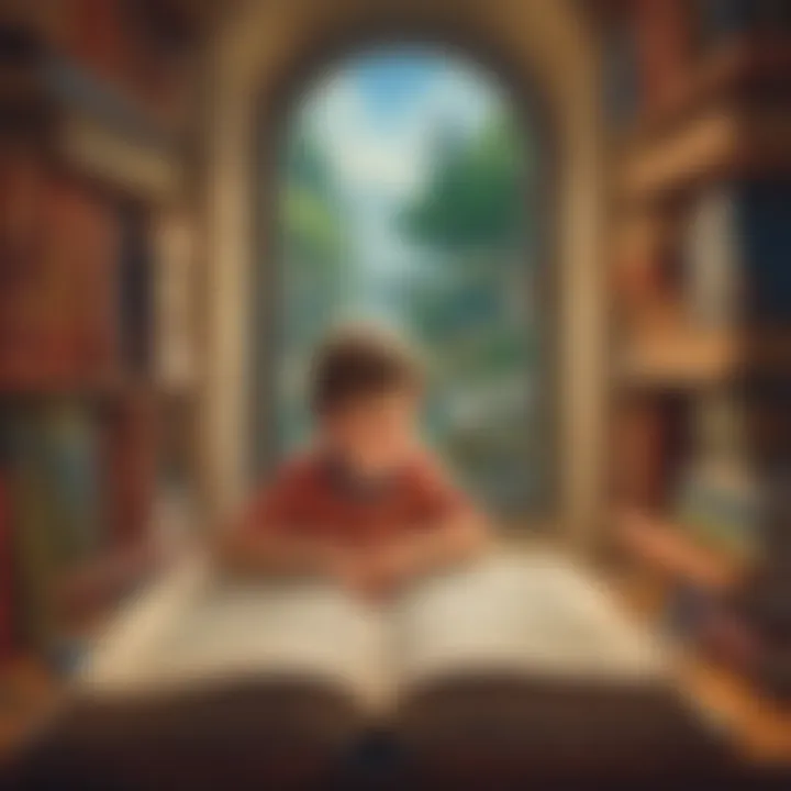 A child deeply engrossed in a story book