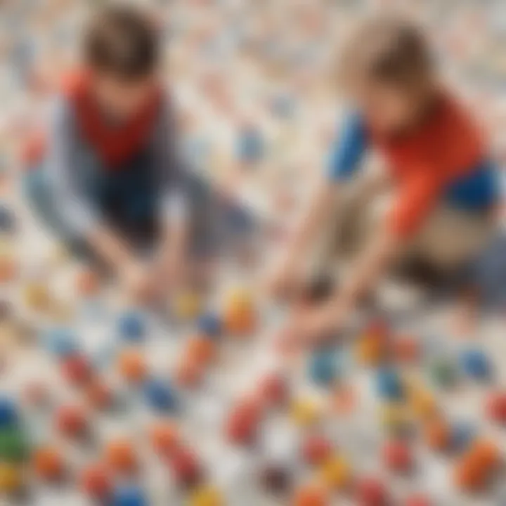 Children playing with colorful marbles