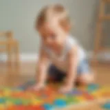 Curious toddler exploring colorful puzzle