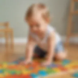 Curious toddler exploring colorful puzzle
