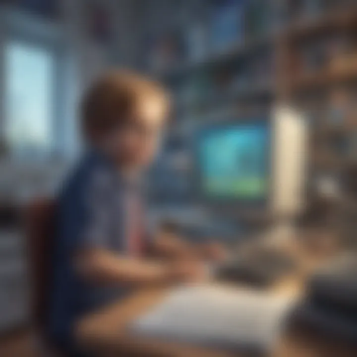 Illustration of a 6-year-old exploring a virtual science lab