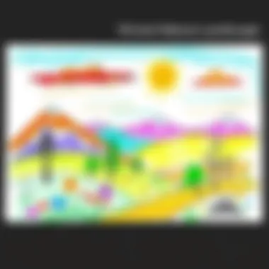 Vibrant Nature Landscape Colorful nature landscape drawing by a child