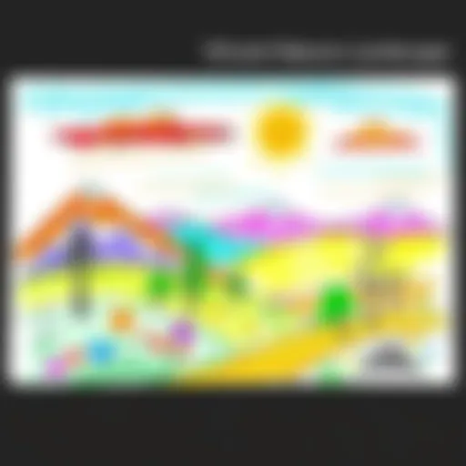 Vibrant Nature Landscape Colorful nature landscape drawing by a child