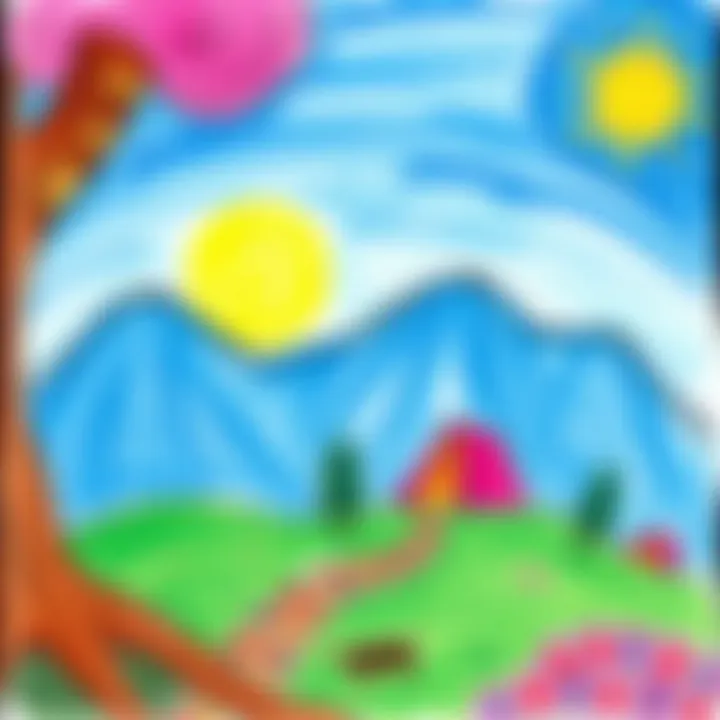 An imaginative landscape drawn by a young artist