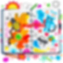 A vibrant notebook filled with colorful drawings and doodles