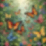 Colorful Butterflies Fluttering in a Garden