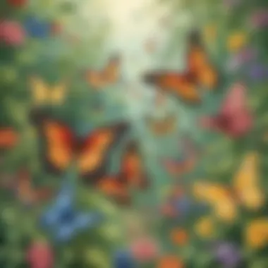 Colorful Butterflies Fluttering in a Garden