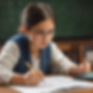 Student Utilizing Tablet for Math Learning A young student using a tablet for math learning